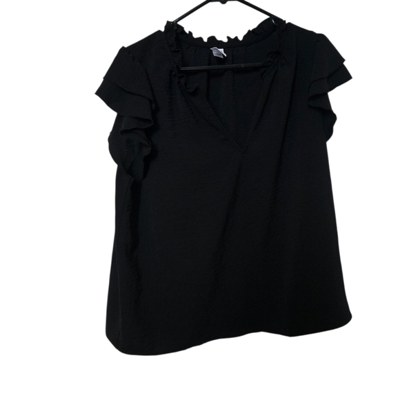 Melrose and Market Black Ruffle Cap Sleeve Top Womens XL - Picture 2 of 5